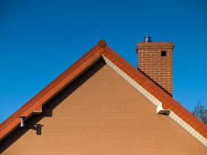 Red chimney and blue sky. This file is cleaned, retouched and ready to use.